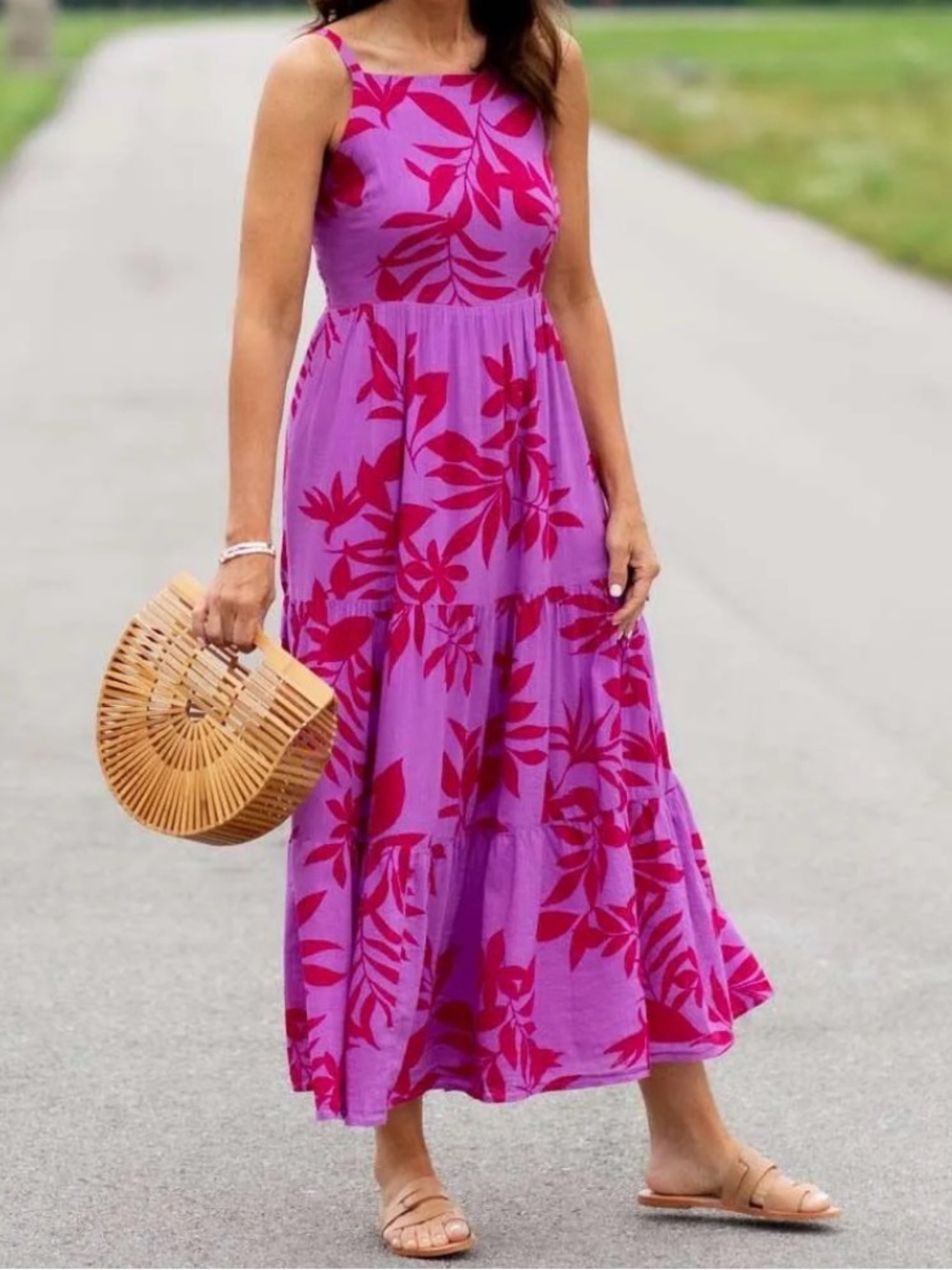 Old Navy Sleeveless Floral Maxi Dress in Lilac and Magenta